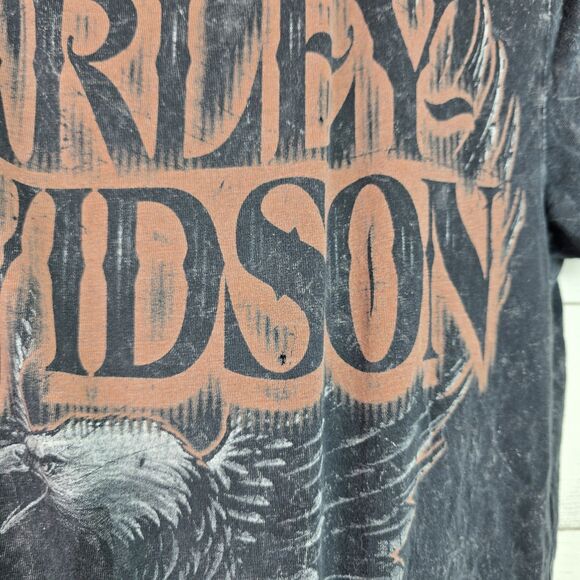 Harley Davidson Eagle Women Tee Black Oconomowoc Wisconsin Stone Wash Sz S Flaw - Picture 4 of 10